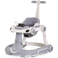 Premergator 5 in 1 pentru copii Chipolino Happy Walker Grey cu sezut ajustabil pe inaltime, maner parental detasabil, panou muzical