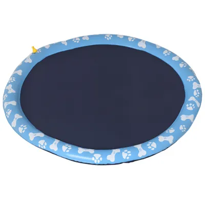PawHut Piscină pentru câini, bazin de joacă, cu duză de apă, rotund, antiderapant, albastru, Ø150 cm | Aosom Romania