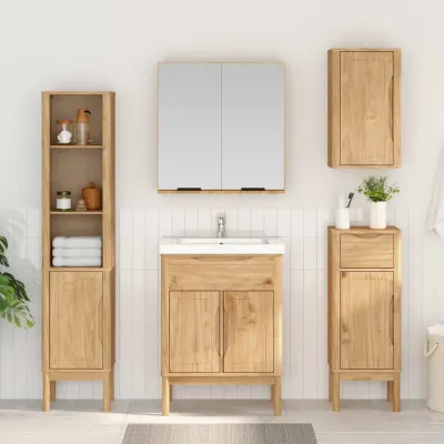 vidaXL Dulap de baie înalt FLORO Maroniu cerat 35 x 30 x 160 cm