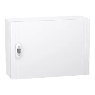 PrismaSet XS, Cofret cu montaj aparent, 1x18 Module, material plastic, usa plina alba, cu 1 bloc terminal