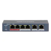 Switch cu 4 PoE Hikvision DS-3E0106P-E/M, fara management, 4000 MAC, 1.6 Gbps, 300 m