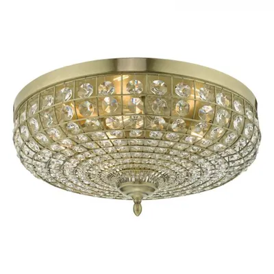Lampa tavan Asmara 5 Light Flush Antique Brass Crystal