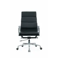Scaun de birou ergonomic Qualia ,reglabil din piele ecologica neagra si cadru din aluminiu ,dimensiuni 590*500*1060-1150 mm
