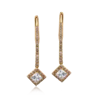 Cercei din aur roz cu diamante incolore de 1.22ct si diamante maro princess si round de 0.45ct