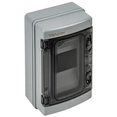 Cutie de distributie PT, cu usa transparenta, bareta N/PE 1×4 mod, H×W×D=210.3×142.8×99.5mm, IP65,1000 VAC, 1500 VDC