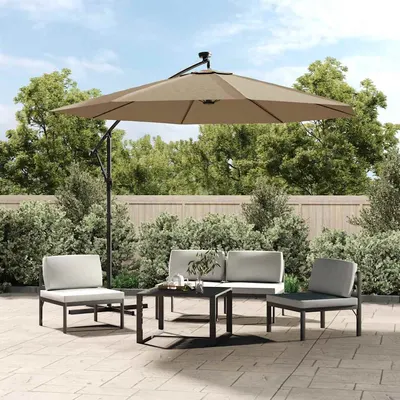 vidaXL Material textil de schimb pentru umbrelă cantilever, gri taupe, 350 cm