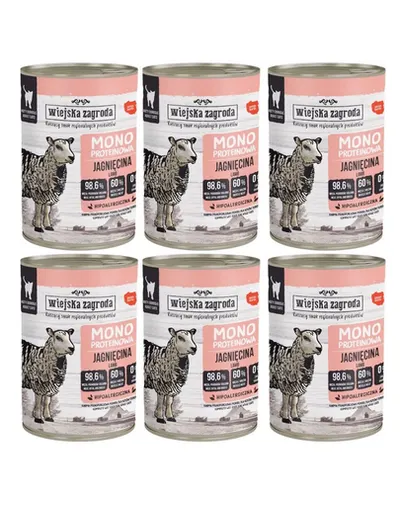 WIEJSKA ZAGRODA Hrană umedă monoproteică cu miel pentru pisici 6x400 g
