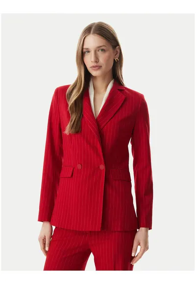 Sacou dama - rosu - casual - poliester-viscoza
