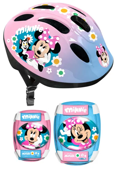 Set Stamp Combo Minnie, casca reglabila, genunchiere si cotiere, 3-6 ani