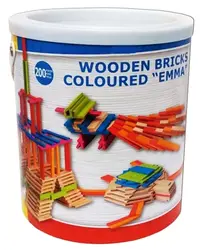 Set de construit Woody - 200 de piese, Emma, piese colorate