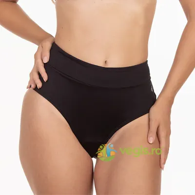 Slip Menstrual Negru cu Talie Inalta cu Protectie Solara UV30+ Absorbtie Moderata Kaia M 1buc