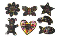 Set de 98 de forme răzuibile negre pentru scratch design, 17 x 18 cm