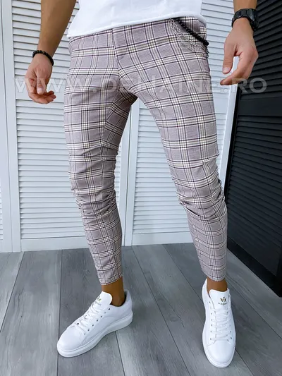 Pantaloni barbati casual regular fit in carouri B1928 O3-3.2