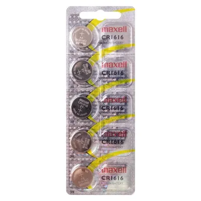 Set Baterii Tip Buton Litiu CR1616 Maxell, 3 V, 55 mAh, 5 Bucati
