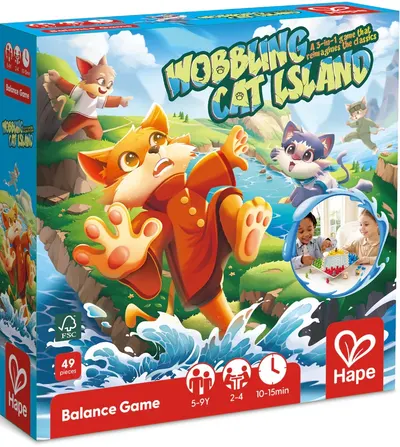 Joc de societate Wobbling Cat Island 3 in 1 - Pentru copii