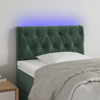 Gossi tablie de pat cu led, verde inchis, 80x7x78/88 cm, catifea