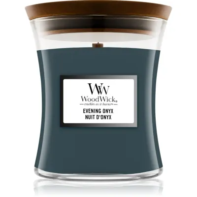 Woodwick Evening Onyx lumânare parfumată cu fitil din lemn 275 g