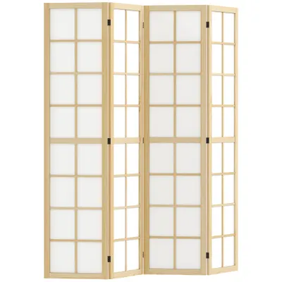 HOMCOM Paravan cu 4 Panouri Pliabile, Separator de Camere Autoportant, Ecran de Intimitate Interior pentru Sufragerie, Dormitor, 160 x 170cm | Aosom Romania