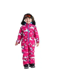 Costum de iarna pentru copii roz - 100% poliester - impermeabil - cu gluga - set