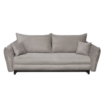 Canapea CAMILLE extensibila, 3 locuri, cu arcuri si lada depozitare, bej inchis, 238x115x95 cm