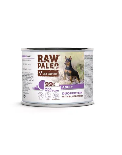 RAW PALEO Duck Boar Adult 200g conserva pentru caini cu rata si mistret