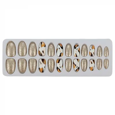 Set 24 Unghii False Tips cu aspect natural, Salon Nails, 06 Glitter Print