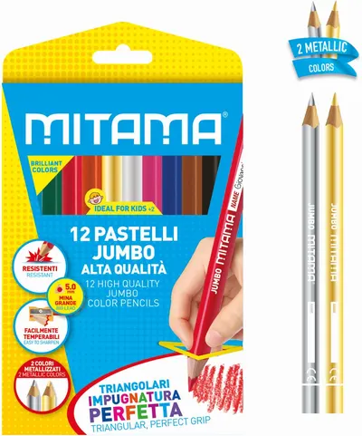 Creioane de culoare Mitama - Jumbo, 10+2 culori