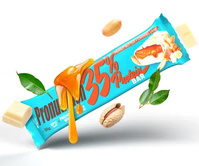 Baton proteic cu Unt de arahide și Glazură de caramel 35% proteine, Pronutrition