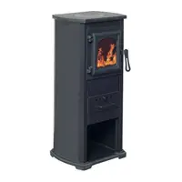 Semineu pe lemne Termo Klasik Lux antracit cu plita de gatit si sticla termorezistenta 39 × 39 x 87 cm