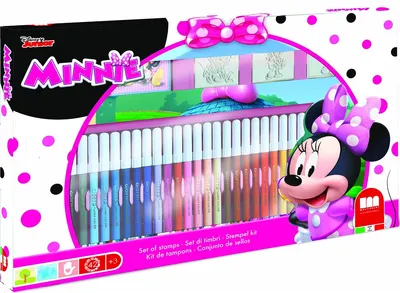 Set creativ Multiprint - Minnie Mouse, 3 ștampile și 36 de pixuri