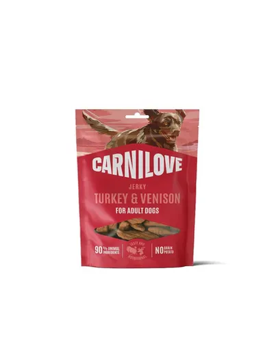 CARNILOVE Jerky Snack Turkey & Venison snack din carne pentru câini 100 g