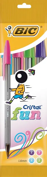 Set de stilouri colorate BIC Cristal - Fun, 1.6 mm, 4 culori