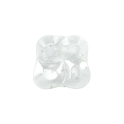 Farfurie pentru servire din sticlă ø 28,5 cm cu model de Crăciun Frosty Flakes – Dakls