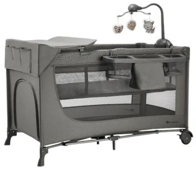 Pătuț pliabil pentru copii Kinderkraft - Joy Full 2, Dark Grey