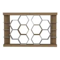 Biblioteca SUENO, alb + nuc, 140x29,6x177,4 cm