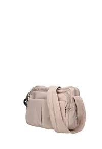 Geanta din material textil cu bareta de umar si buzunare multiple Seraphina Plus - Gri deschis