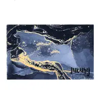 Covoras de baie modern, Ultra absorbant, Antiderapant si uscare rapida, Model marmura, Ecologic usor de curatat, 50x80 cm, Poliester Rubber, Navy