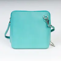 Geanta crossbody, turcoaz deschis, din piele naturala