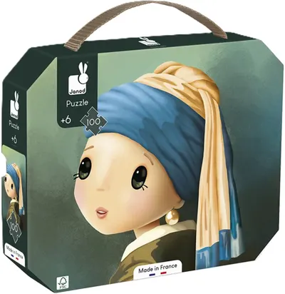 Puzzle pentru copii Janod - Fata cu cercel de perlă, 100 de piese