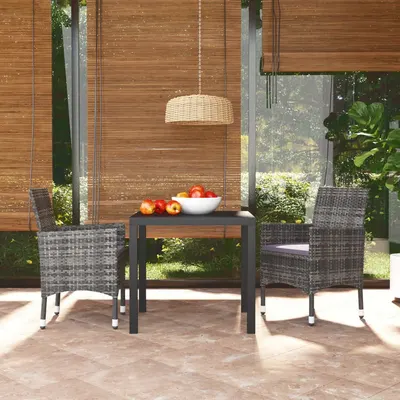 Gossi set mobilier gradina cu perne, 3 piese, gri, poliratan
