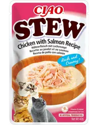 INABA CIAO Stew plic hrana in sos, pui si somon 40g pisici