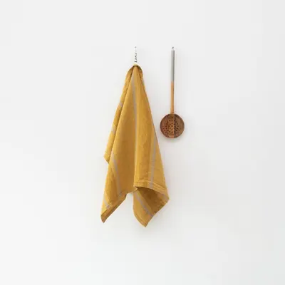 Prosop de vase din in 65x65 cm Amber Bronze Stripes – Linen Tales