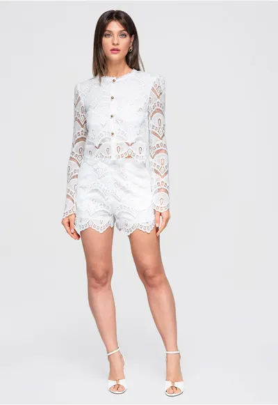Bolero din dantela OW-TS-E0042 - Alb