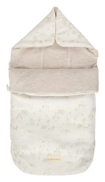 Sac pentru cărucior Bimbidreams - Noe, cu glugă, 35 x 72 cm, White/Linen