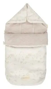 Sac pentru cărucior Bimbidreams - Noe, cu glugă, 35 x 72 cm, White/Linen