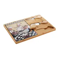 Platou pentru brânzeturi din bambus și dolomit – set cu 3 ustensile, 4 modele disponibile
