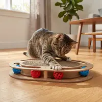 Sisal pentru pisici, cu 4 biluțe, formă ovală, 41.5x27x5 cm, colecția Cats