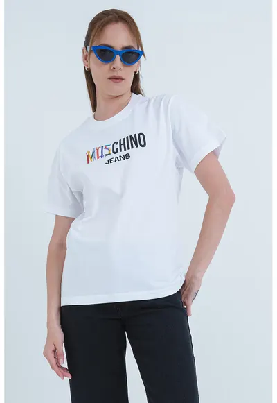 Tricou din bumbac cu logo - Negru/Alb optic