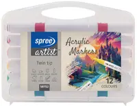 Set de markere acrilice cu două capete Spree Artist - 12 culori