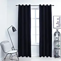 Gossi draperii opace cu inele, 2 buc., negru, 140 x 245 cm, catifea